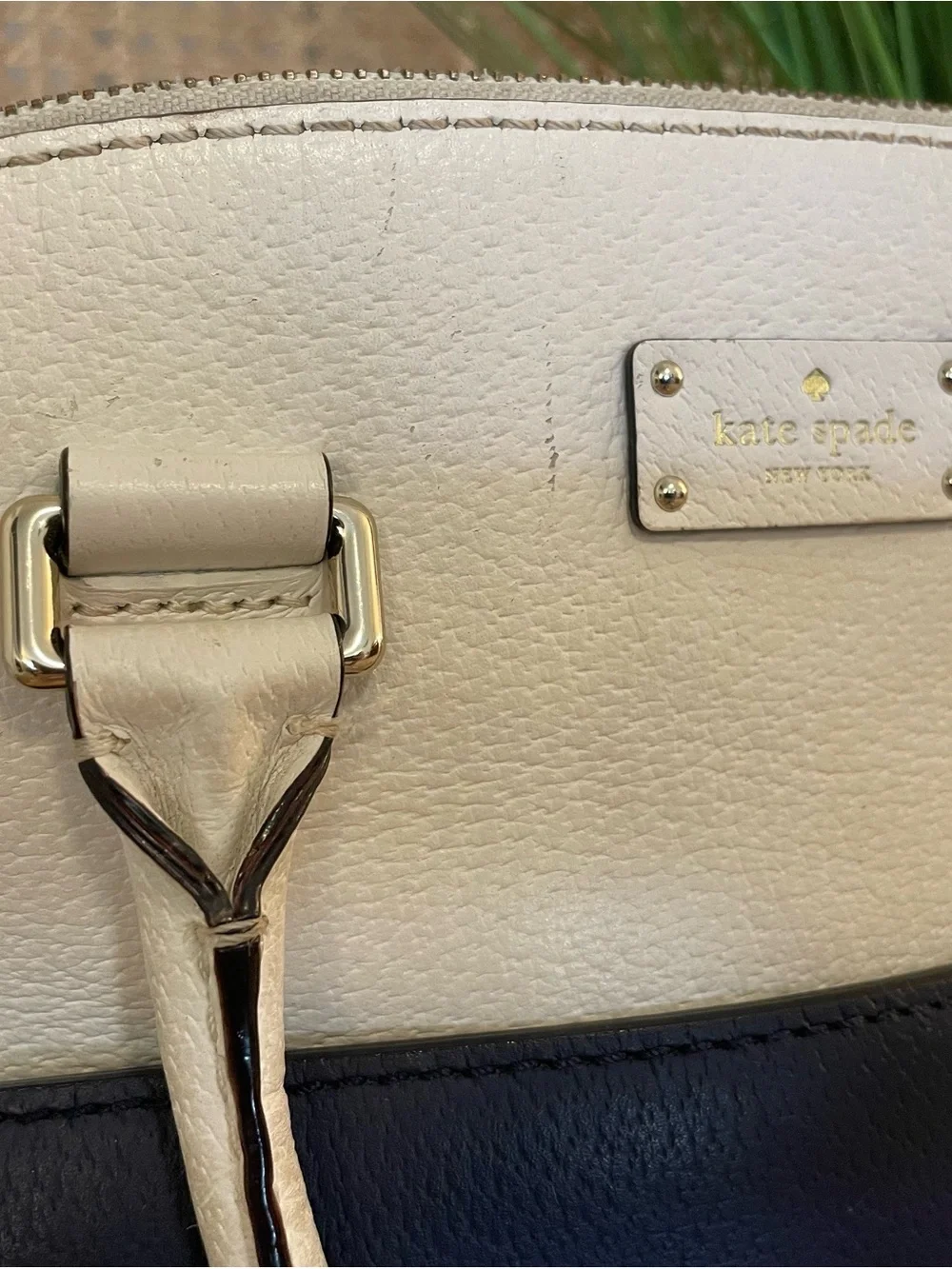 kate spade Grove Street Carli Dome Satchel Bag Purse Navy & White